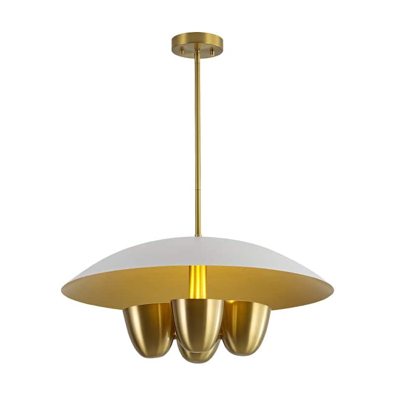 Mid-Century Modern 4-Light Flat Dome Pendant Chandelier