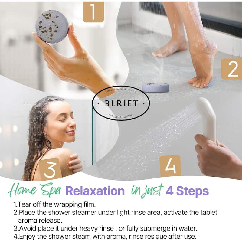 Natural Home Spa Self Care Relaxation Shower Bombs Beauty Gifts 8 Pack