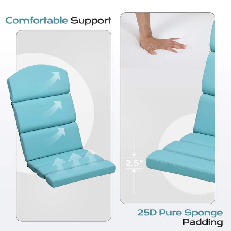 Aoodor Patio Chair Cushion Set of 2 - High-Back Adirondack Patio Cushions with Ties - N/A