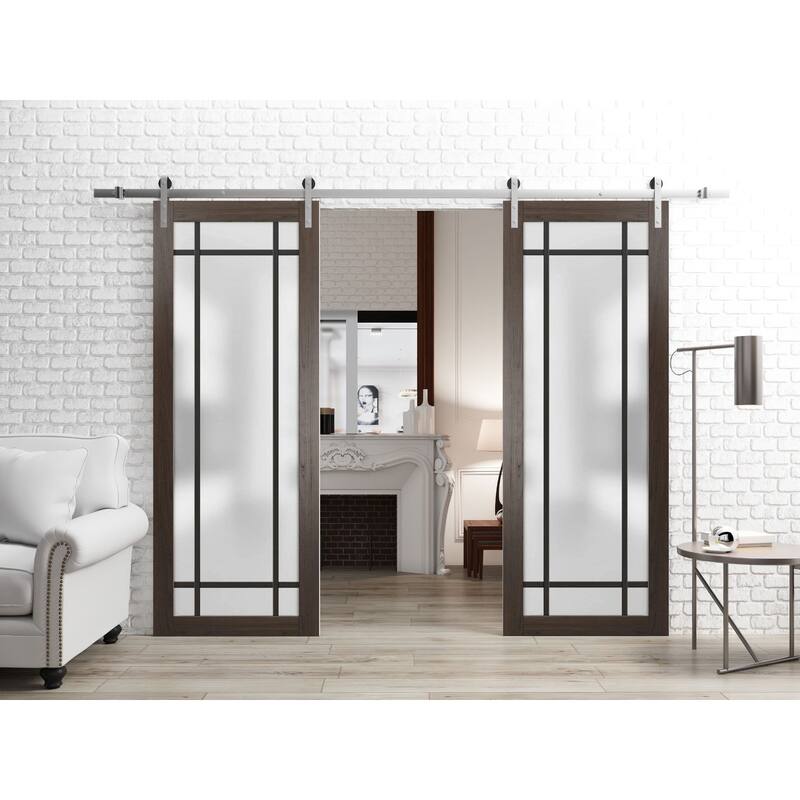 Sturdy Double Barn Door 36 x 80 Planum 2112 Chocolate Ash 13FT