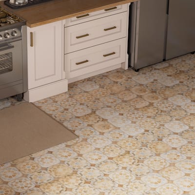 Merola Tile Laverton Octagon Deco Multicolor 7-7/8" x 7-7/8" Porcelain Floor and Wall Tile