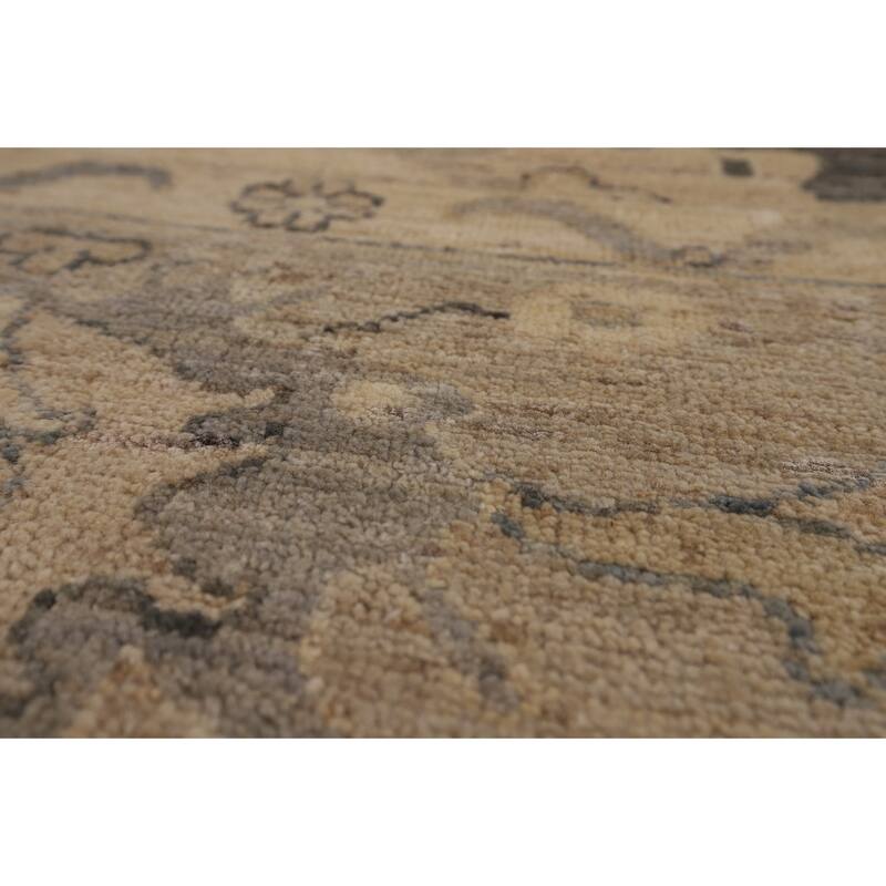 Oushak Turkish Area Rug Hand-Knotted Grey Transitional Wool Carpet - 8'10"x 11'7"