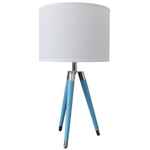 26.75" Modern Aqua Blue Faux Leather Tripod Table Lamp