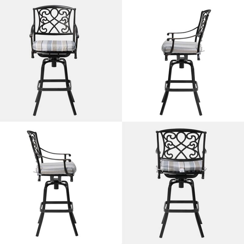 Outdoor Patio Aluminum Swivel Bar Stool with Sunbrella Cushion