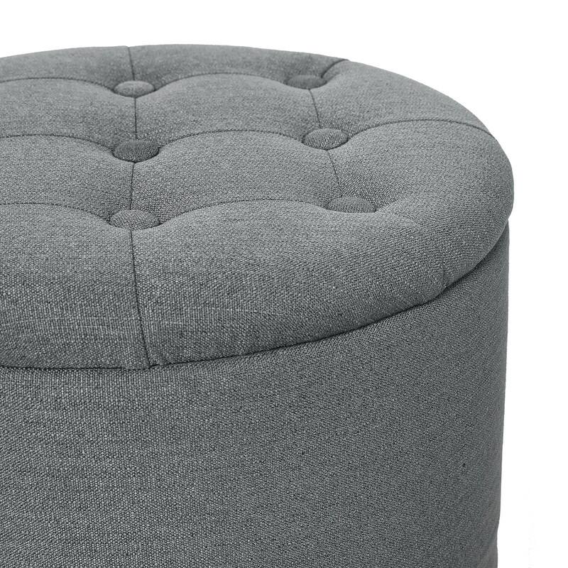 Adeco Round Footstool with Removable Lid Footrest Storage Ottomans