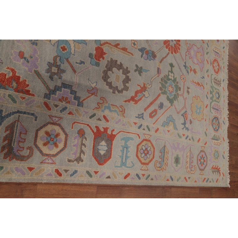 Oushak Area Rug Handmade Transitional Grey Wool Carpet - 7'10"x 9'11"