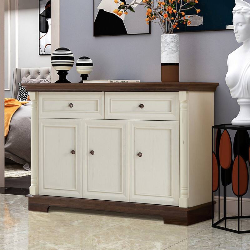Farmhouse 47.24" Sideboard Buffet, Kitchen Storage Cabinet with 2 Drawers for Organized Home Living Solutions