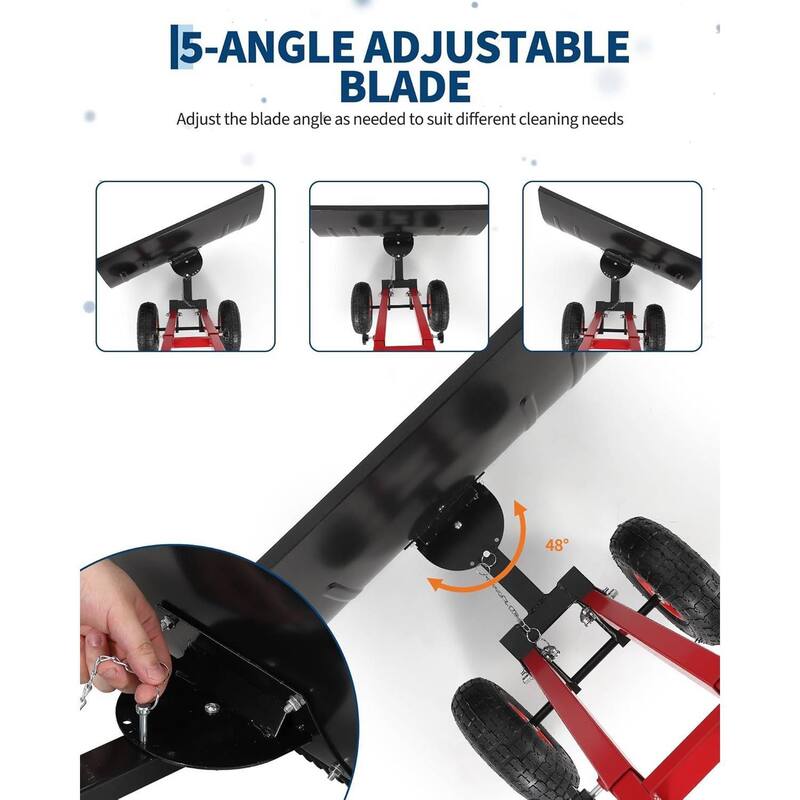 29.13x19.8 in Heavy Duty Rolling Snow Pusher Shovel for Driveway, Doorway, Sidewalk