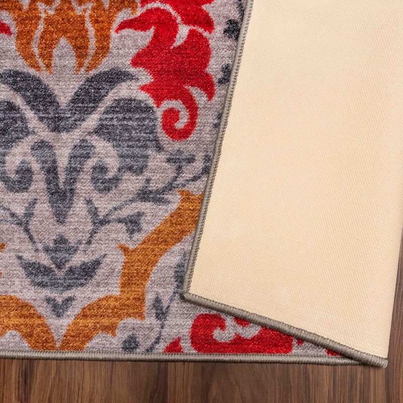 Superior Chloe Floral Damask Non-Slip Washable Indoor Runner or Area Rug