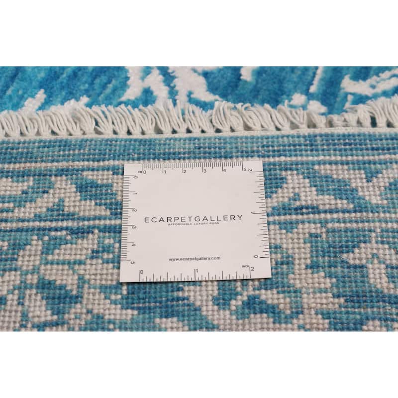 ECARPETGALLERY Hand-knotted Heritage Turquoise Silk, Wool Rug - 6' x 9' 6"