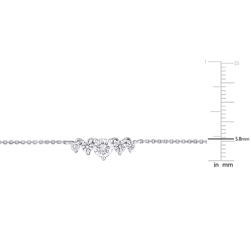 5/8ct TDW Lab-Grown Diamond Five Stone Necklace in 14k White Gold - 17 in