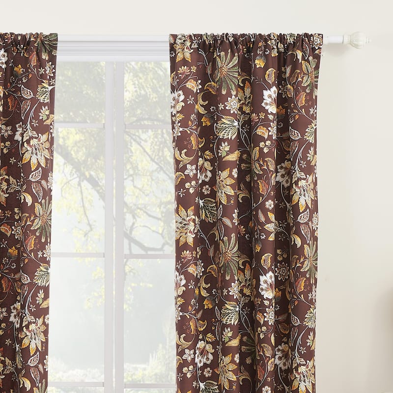 Barefoot Bungalow Audrey Curtain Panel (set of 2) - 84 W x 84 L (inches) - Chocolate