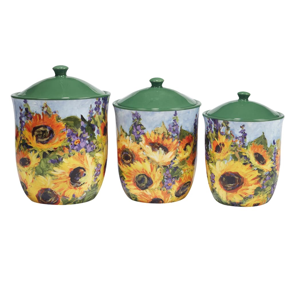Certified International Sunflower Bouquet 3 piece Canister Set, 54 oz., 72 oz., 104 oz. - 54 oz., 72 oz., 104 oz.
