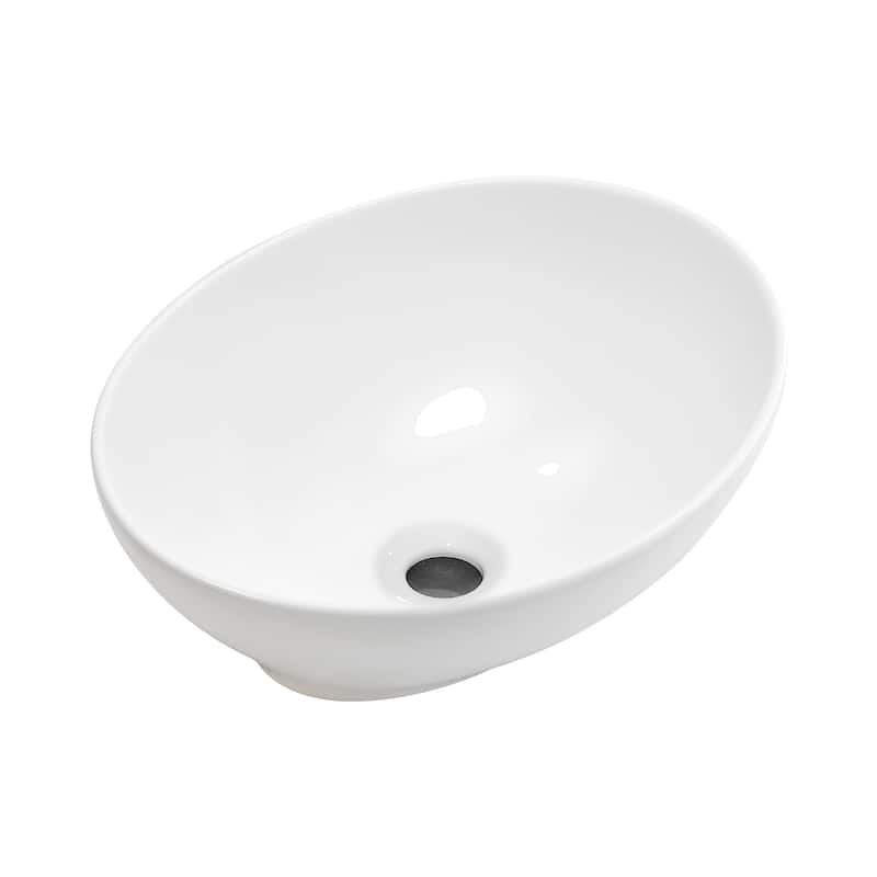 Oval Ceramic Vessel Bathroom Sink with Minimal Design