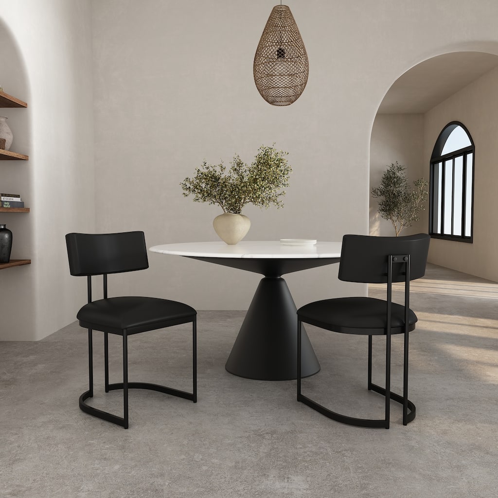 Manhattan Comfort Juno Metal Vegan Leather Side Chair