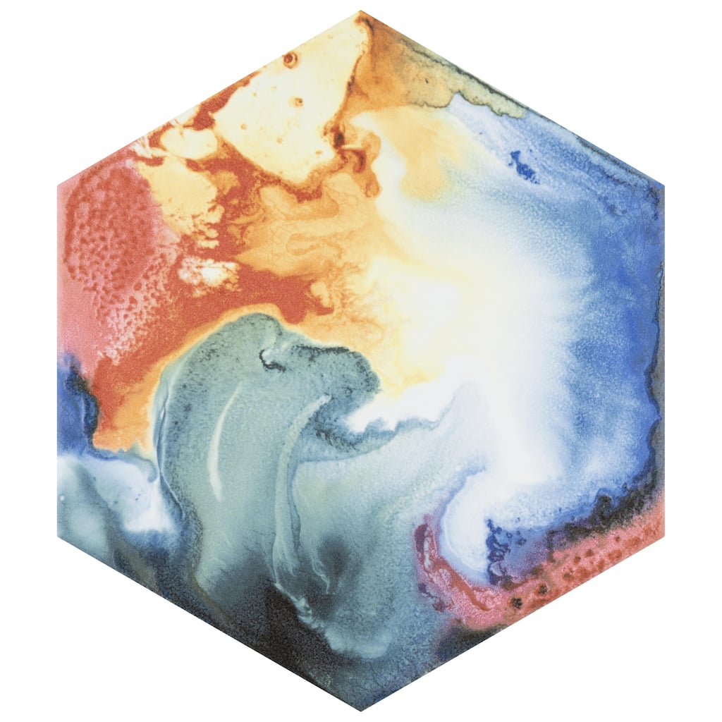 Merola Tile Raktion Hex Decor 8-5/8" x 9-7/8" Porcelain Floor and Wall Tile