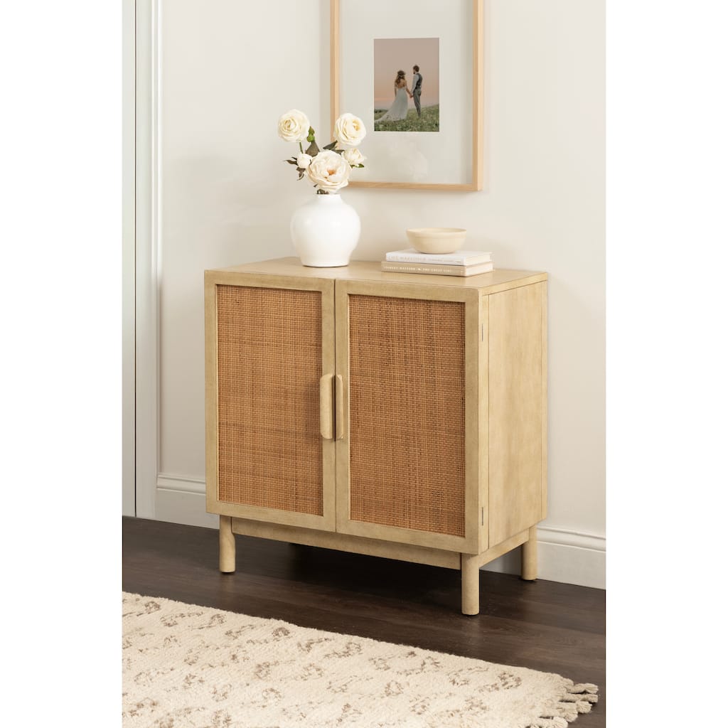 Kate and Laurel Ori Rattan Accent Floor Cabinet - 30x15x31
