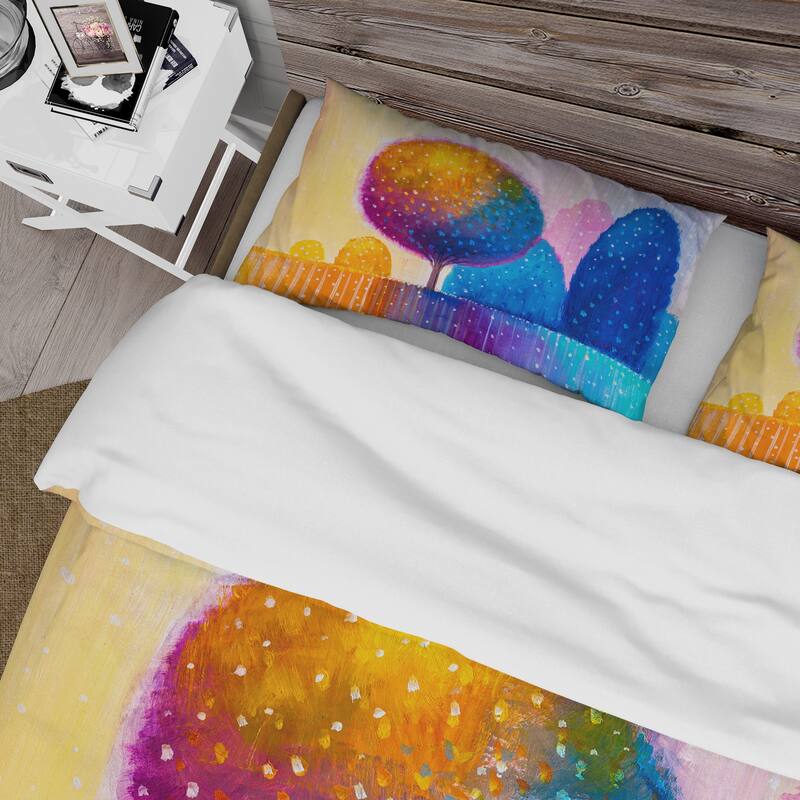 Designart 'Colourful Ornamental Trees X' Modern Duvet Cover Set