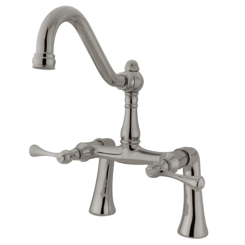 Kingston Brass Restoration 7 in. Center Deck Mount Clawfoot Tub Faucet - Brushed Nickel