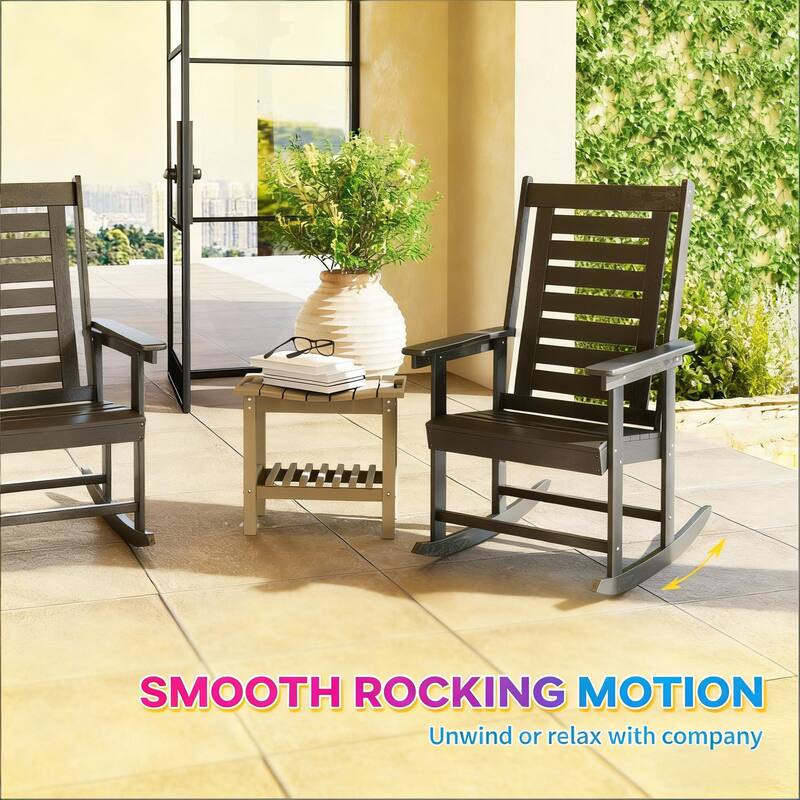 GDFStudio Outdoor Thalassa Rocking with Slatted Breathable Seats Set of 2