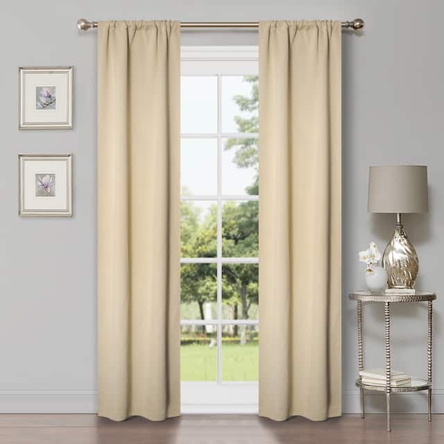 Miranda Haus Classic Modern Solid Blackout Curtain Set with 2 Panels - 26" X 84" - Ivory