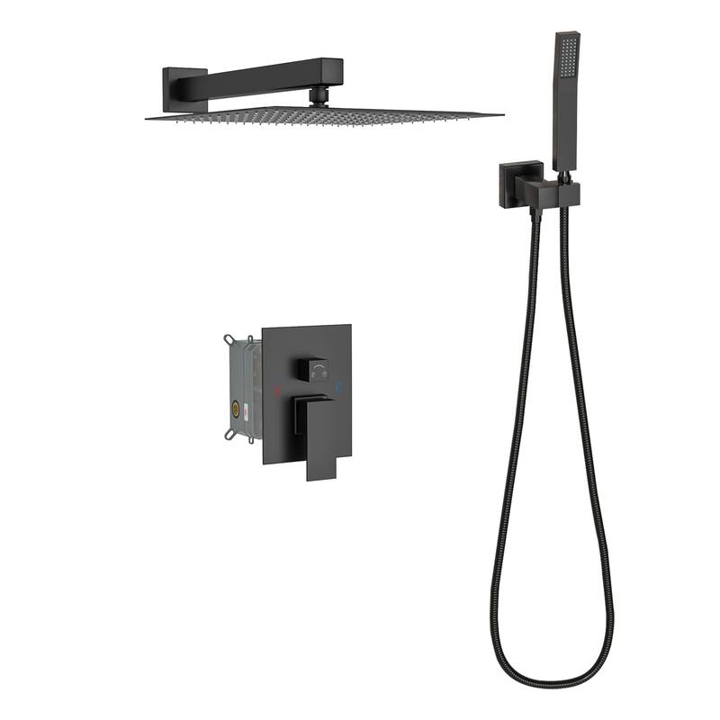 Topcraft 10-Inch Wall Mounted Square Shower System with Rough-in Valve - 10*10 - Matte Black