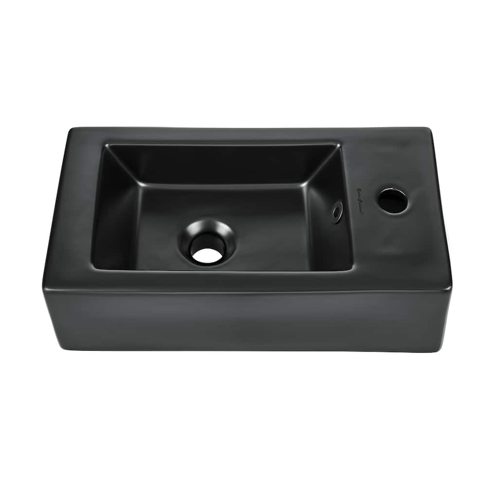 Lausanne 19.5 X 10 Rectangular Ceramic Wall Hung Sink With Right Side Faucet Mount, Matte Black - 19.7" x 10.25" 5.3"