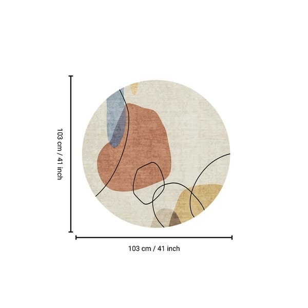 dimension image slide 11 of 13, Round Area Rugs Oriental Floral Rugs Soft Indoor Rug