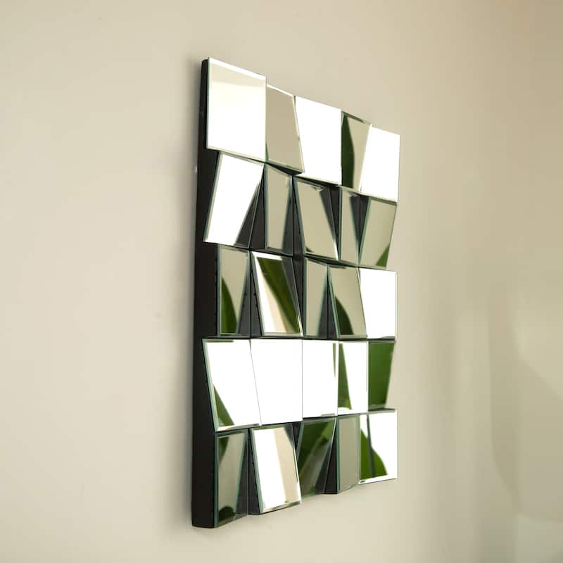 Plash 3D Square Splicing PU Artistic Decorative Mirror - Bathroom, Bedroom, Living Room - Silver