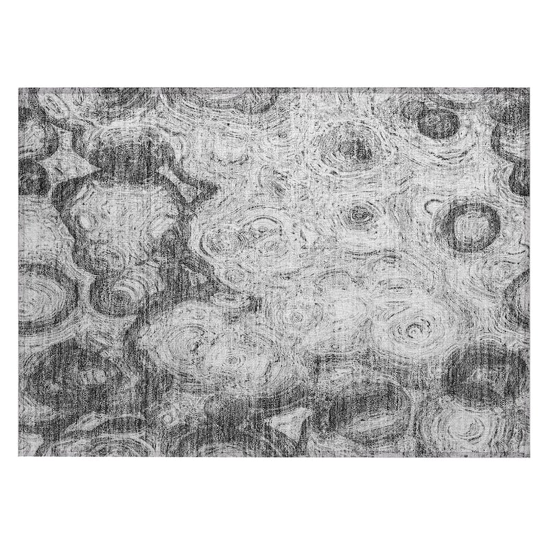 Machine Washable Indoor/ Outdoor Chantille Abstract Waves Rug