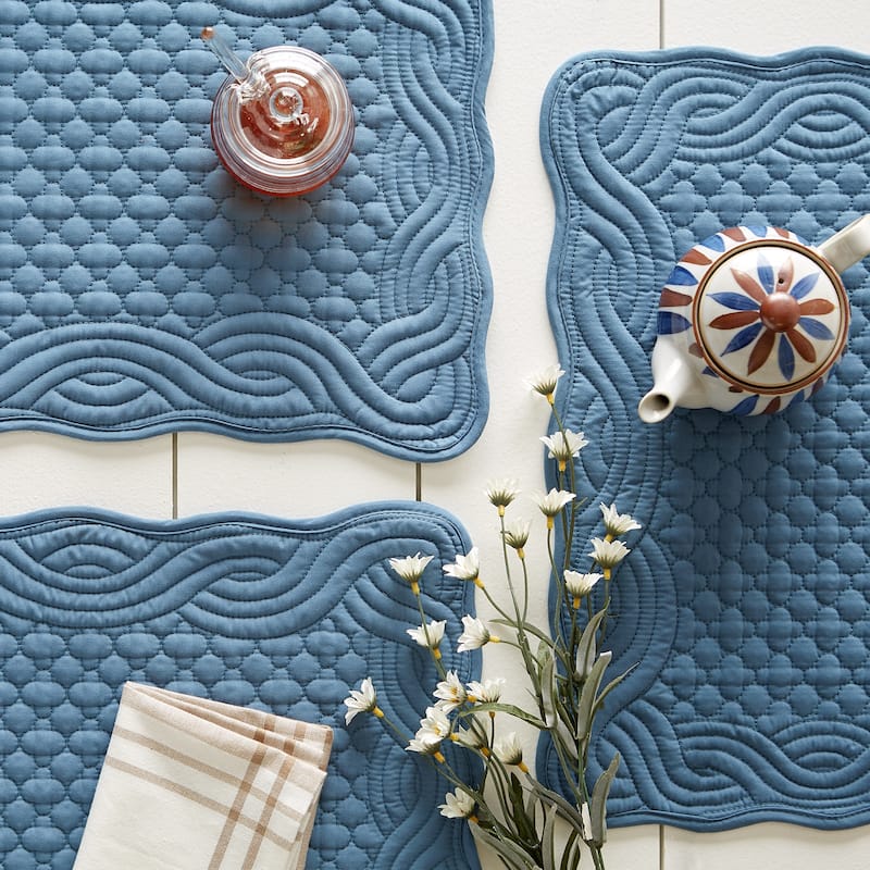 DII French Blue Quilted Farmhouse Placemat (Set of 6)