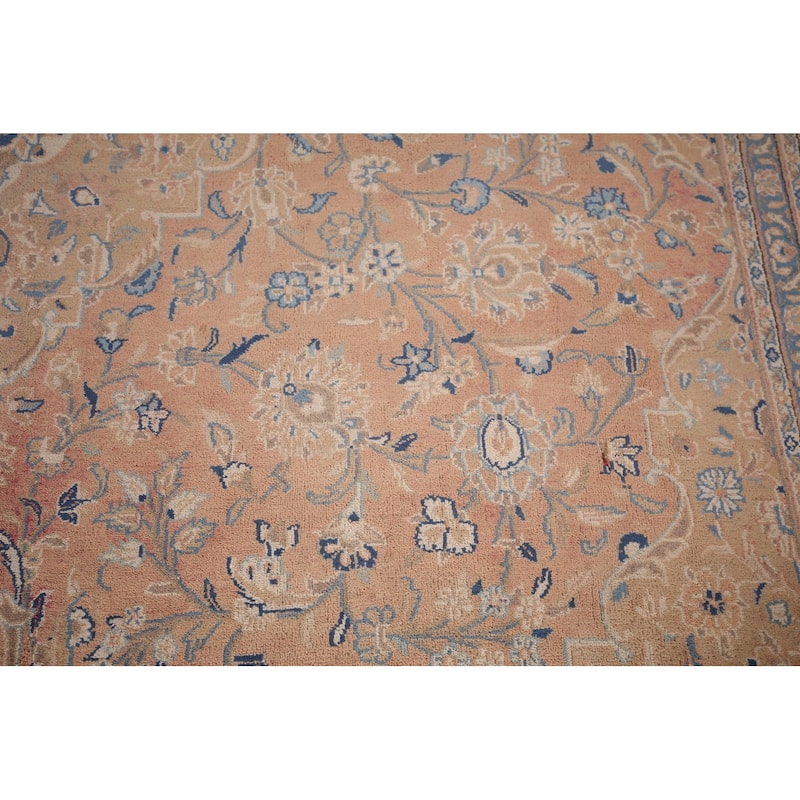 Traditional Mashad Persian Vintage Area Rug Hand-Knotted Wool Carpet - 9'4"x 12'5"