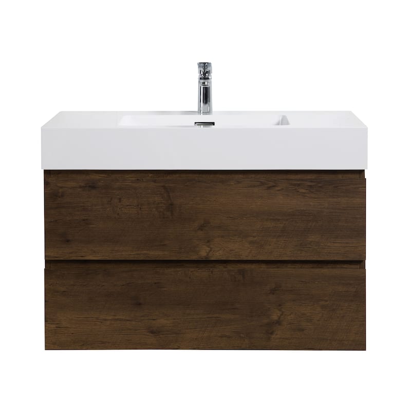 GDFStudio - Naomi Modern Floating Bathroom Vanity with Silent Drawers and Pre-Assembled One-Piece Sink
