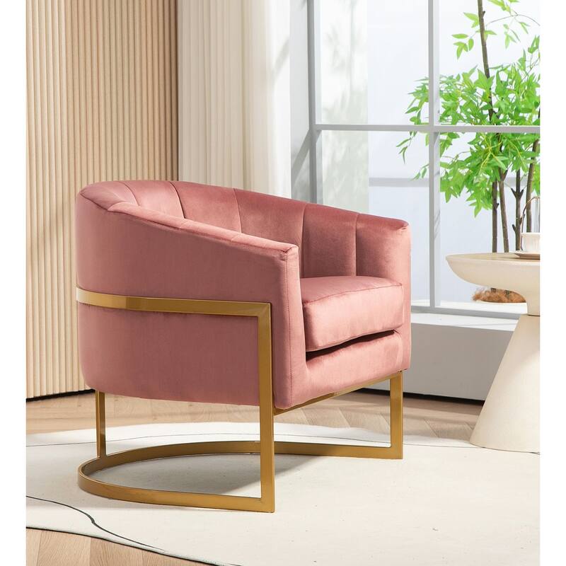Modern Velvet Gold Accent Armchair
