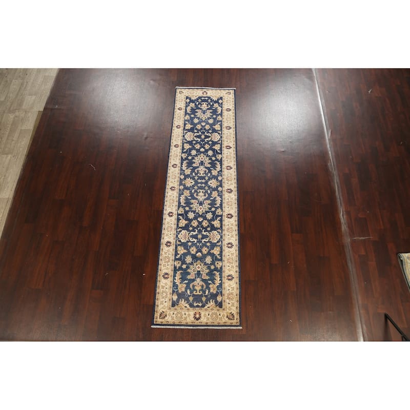 Vegetable Dye Peshawar Chobi Oriental Runner Rug Hand-knotted Carpet - 2'8" x 9'11"