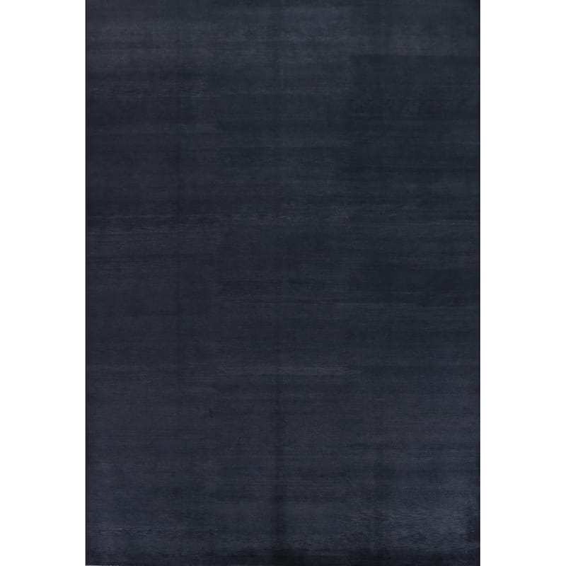 Hand Knotted Oriental 100% Wool Carpet Modern Solid Greys & Charcoal Gabbeh Area Rug - 12' 1'' X 9' 5''