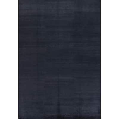 Hand Knotted Oriental 100% Wool Carpet Modern Solid Greys & Charcoal Gabbeh Area Rug - 12' 1'' X 9' 5''