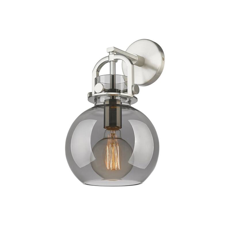 Innovations Lighting 410-1W-14-8 Newton Sphere Sconce Newton Sphere - Satin Nickel / Plated Smoke