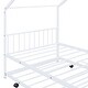 preview thumbnail 16 of 14, White Twin Size Metal House Bed with Trundle & Roof