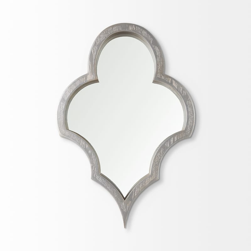 Geneva Silver Wood Frame Moroccan Inspired Mirror - 23" x 34"