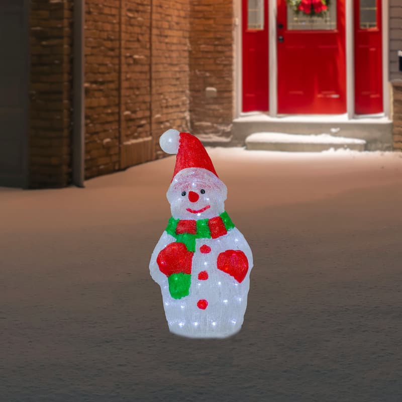 25" Lighted Commercial Grade Acrylic Christmas Snowman Display Decor - White