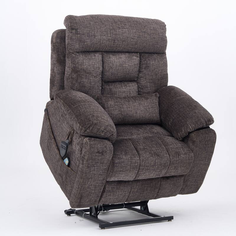 Velvet Oversized Power Lift Recliner Chair, 180° Flat with Massage