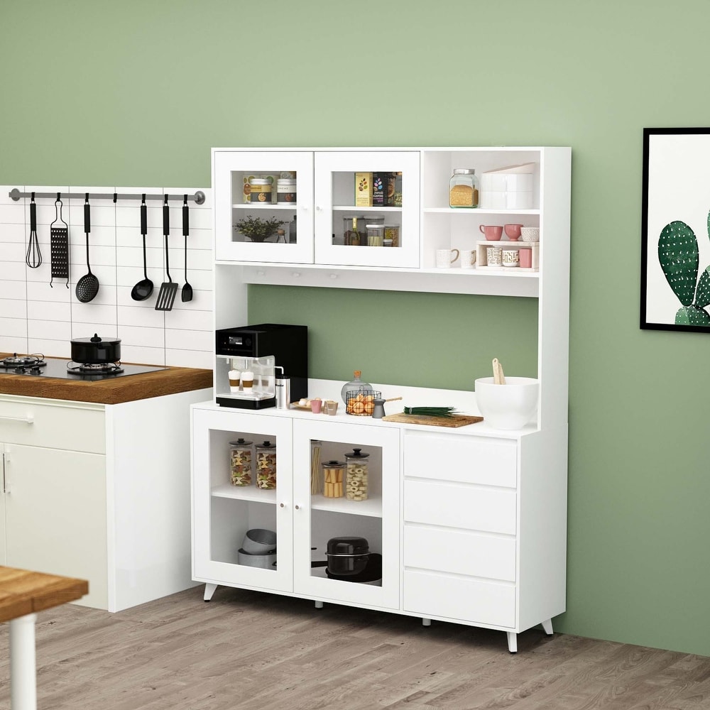 Gymax 2-Door Tall Storage Cabinet Kitchen Pantry Cupboard Organizer  Furniture White, 1 unit - Harris Teeter