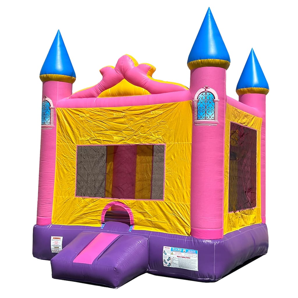 Jingo Jump 13' Semi Pink Castle Inflatable Bouncer - 13′ L x 15′ H x 13′ W