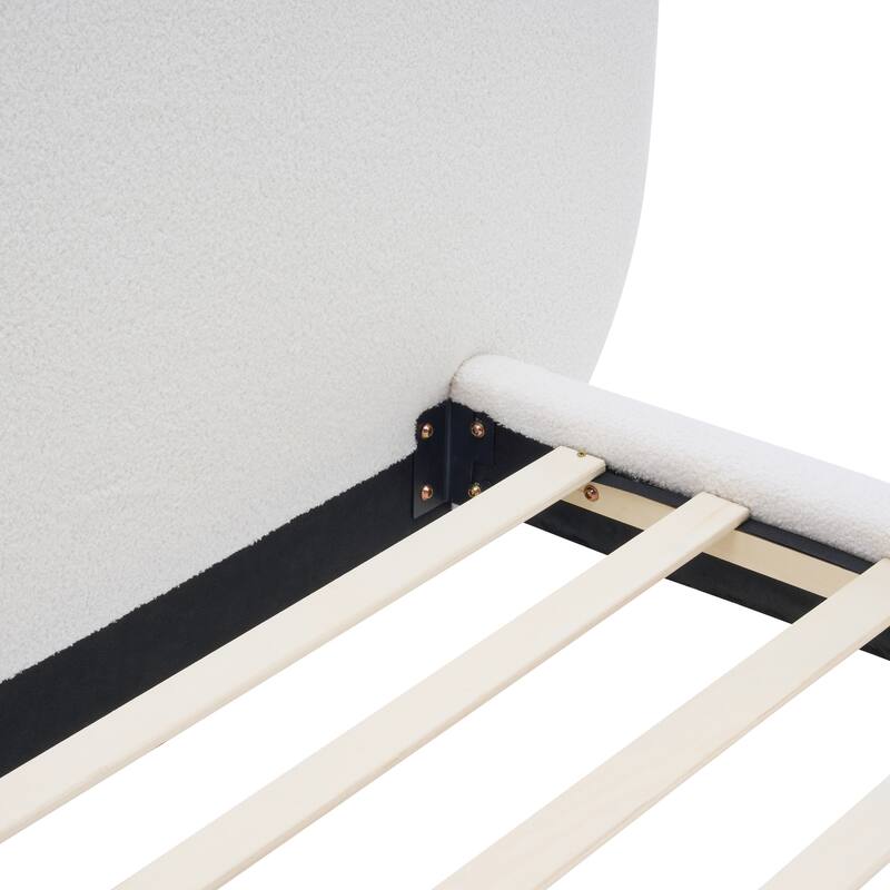 Christopher Knight Home - Lunara Modern Teddy Fleece Upholstered Platform Bed Frame with Split Headboard, Heavy-Duty Support