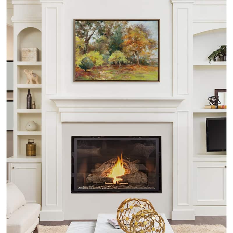 Kate and Laurel Sylvie Leaves Fall Framed Canvas by Nel Whatmore
