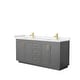 preview thumbnail 28 of 114, Miranda Double Vanity Set, Cultured Marble Top, No Mirror 72-Inch Double - Dark Gray, Gold Trim, Carrara Cultured Marble Top
