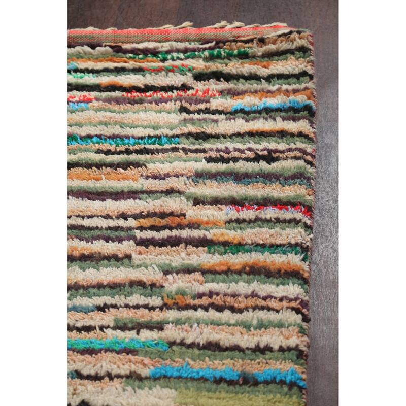 Checkered Moroccan Oriental Wool Area Rug Handmade Living Room Carpet - 10'1" x 14'6"