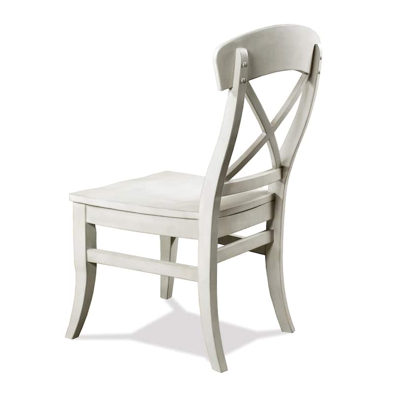 Roundhill Furniture Harola Cross-back Dining Side Chairs in Set of 2, Smoky White Finish