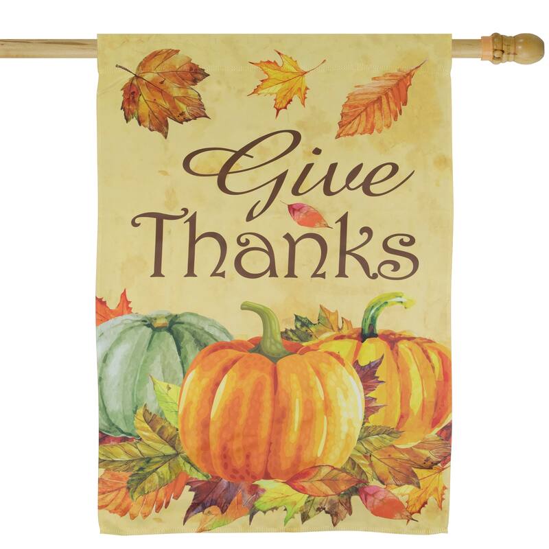 Give Thanks Autumn Harvest Outdoor House Flag 28" x 40" - 28" x 40"